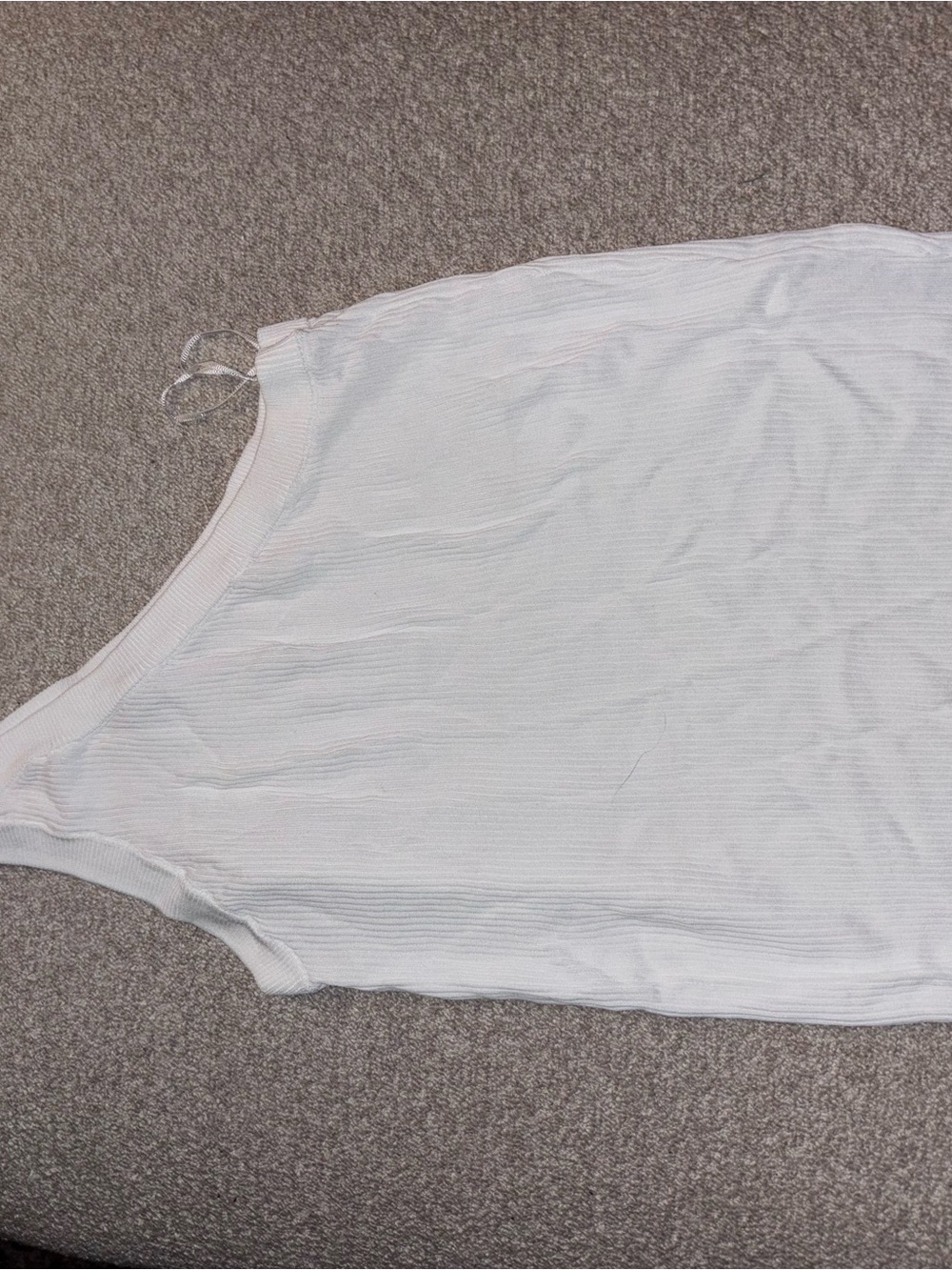 Zara White Ribbed Tank Top one shoulder